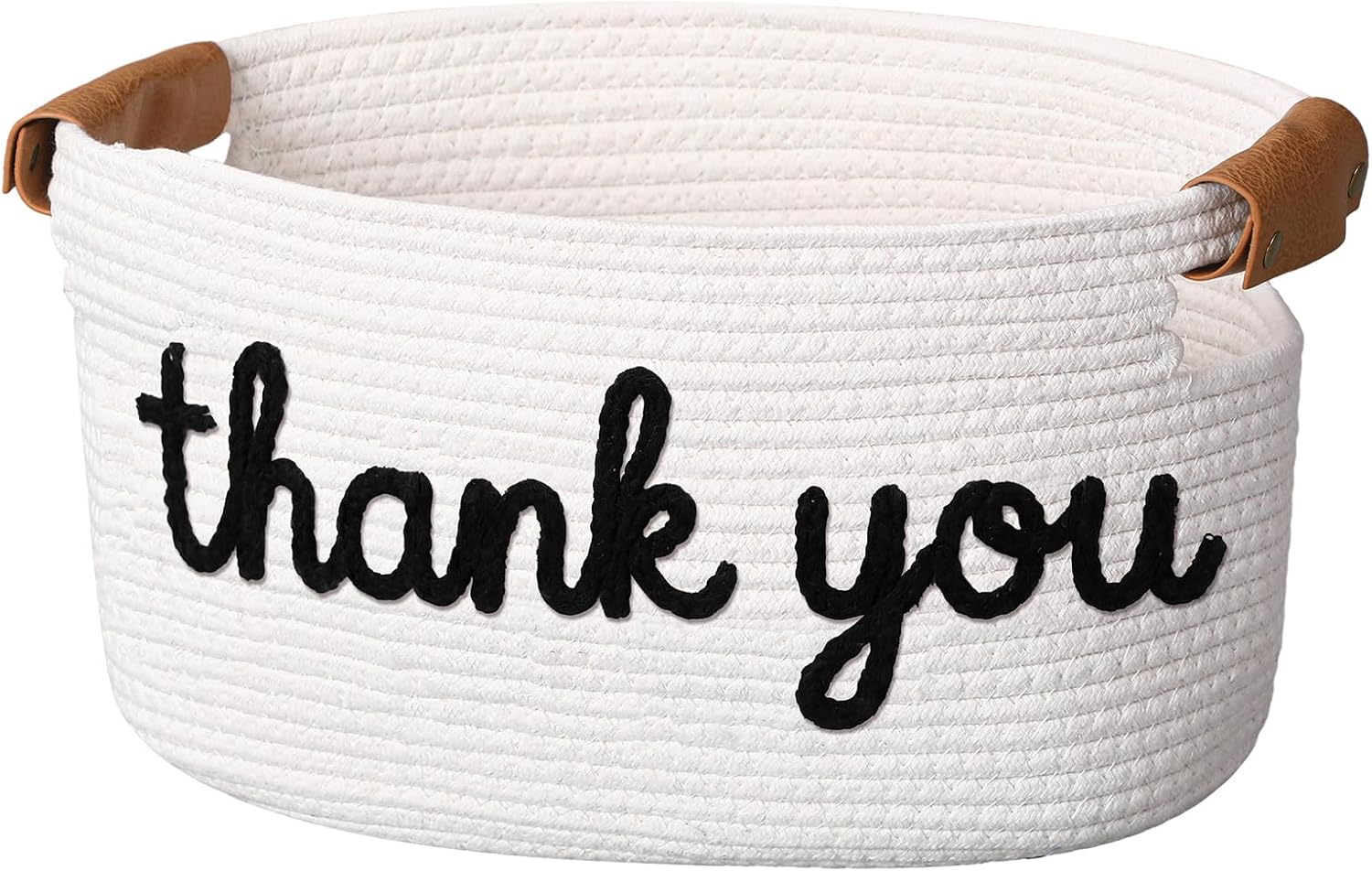 Thank You Cotton Rope Gifts Basket, 15 x 9 x 7.9 Inch,White