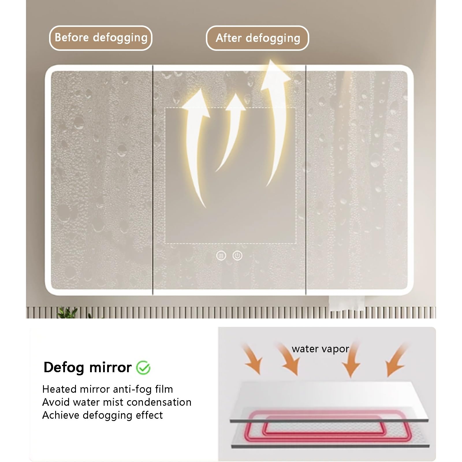 Aluminiowa inteligentna apteczka, lustro łazienkowe ze światłami i przechowywaniem, przechowywanie zapobiegające zaparowaniu w łazience, organizer na apteczkę, przełącznik dotykowy, szafa LE