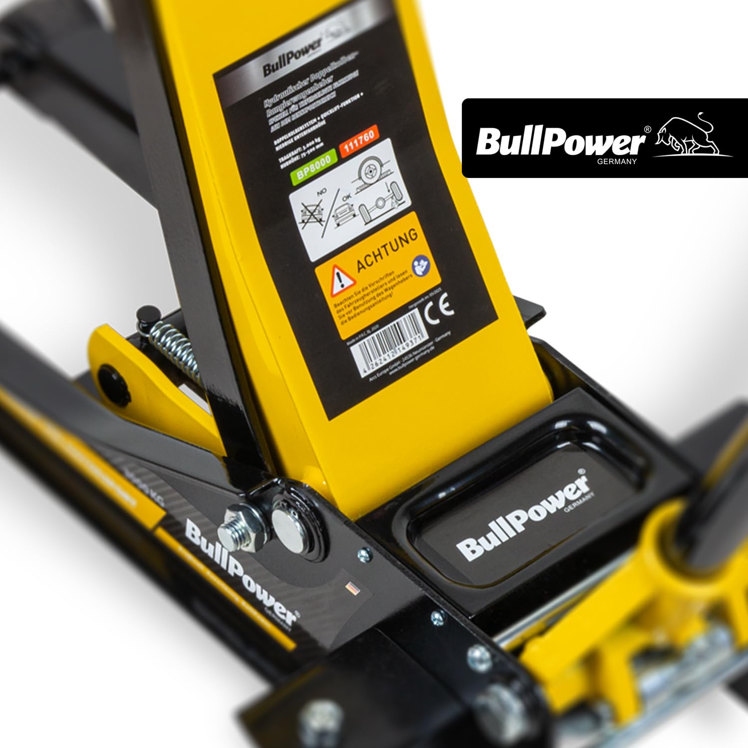 BullPower BP8000 Hydraulischer tiefer Racing Rangierwagenheber 3T Quicklift 3000kg 75-500mm, Wagenheber für Racing Sportwagen, Rennsport + 2X Gummiauflage
