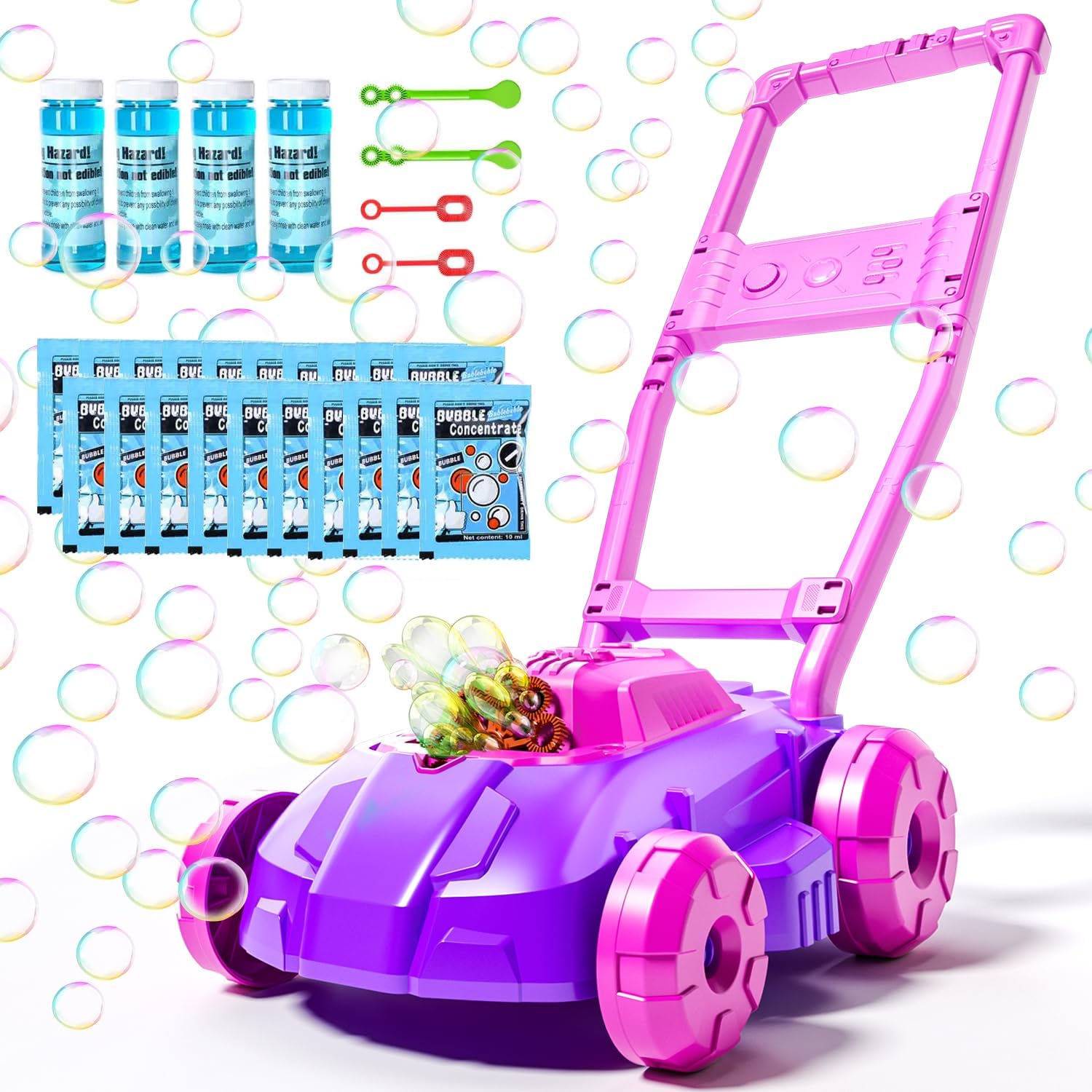 Bubble Lawn Mower for Kids Toddler 1-3 Years Old, Outdoor Play Bubble Blower Toy for Girl Boy Baby, Easter Birthday Gift for 1 2 Year Old Kids, Automatic Bubble Machine Toys for Garden Yard