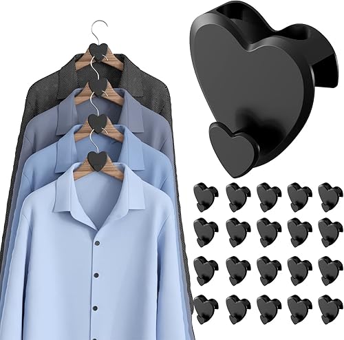 rxgatrme 20 ganchos para colgar ropa, cardioides, gancho para colgar en cascada resistente para el armario del organizador, adecuado para todo tipo