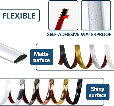 16M Peel and Stick Trim,Flexible Trim Molding for Backsplash Tile Edge, Self-Adhesive Wall Trim for Corner, Frame Decor Matte Gold