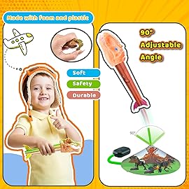 Otoseth Dinosaur Rocket Launcher for Kids, 4 Rockets with Launcher Pad, Launch Up to 100 Ft, Dinosaur Toys for Kids, Outdoor Toys, Birthday Gifts for 3 4 5 6 7 Year Old Boys Girls