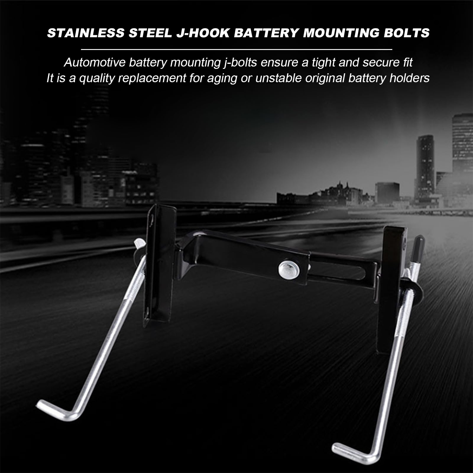 J Hook Battery Hold Down Bolts - 10 Inch 304 Stainless Steel Universal Battery Bracket Kit For Cars & Trucks