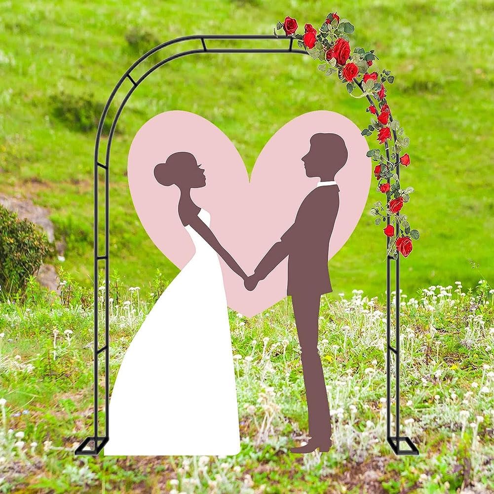 Black Steel Garden Arbor Wedding Arch Metal Arbour Pergola Tubular Frame Trellis Archway for Climbing Plant Roses Vines 180Cm 140Cm Wide,Black,W1.8M*H2.2M