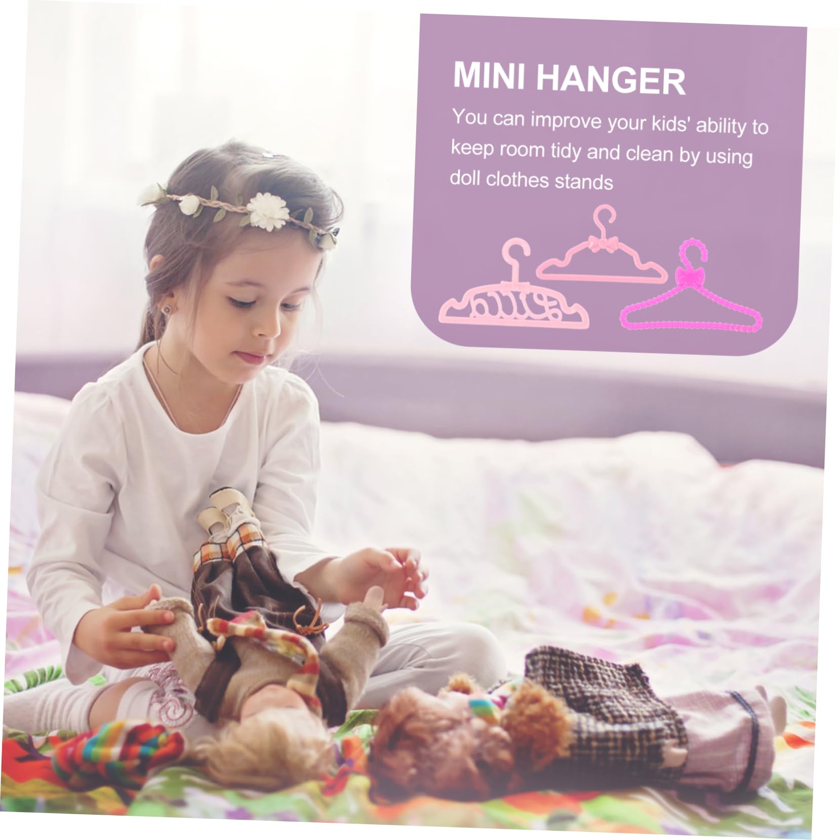 SUPVOX Girl Doll Coat Hangers 50pcs Mini Dress Hangers Dress Holder for Dolls Storage