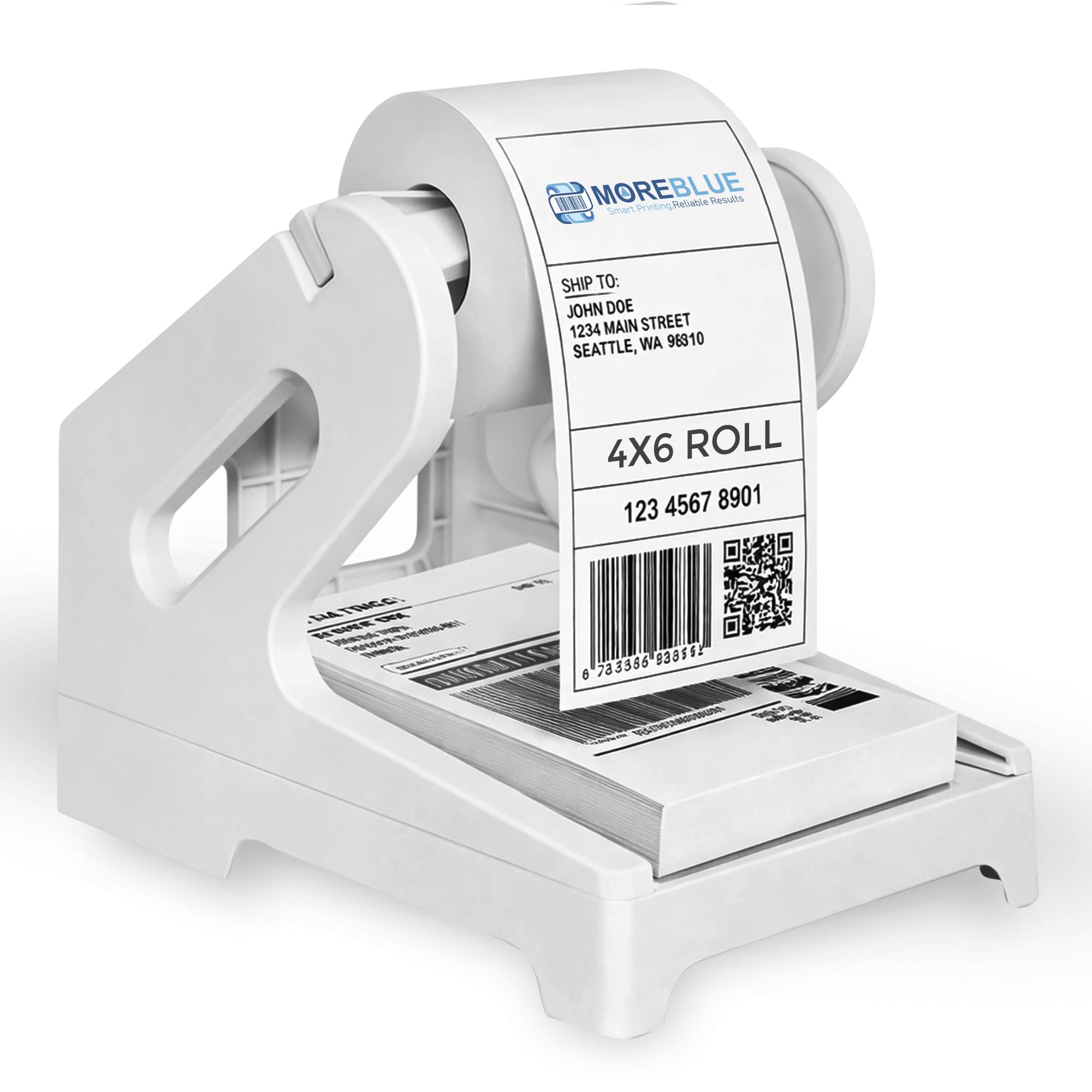 MOREBLUE® External Thermal Label Roll Holder Stand, Universal Paper Holder for Direct Thermal Label Printers for Office, Retail & Home Use, Works Perfectly with All Thermal Printers