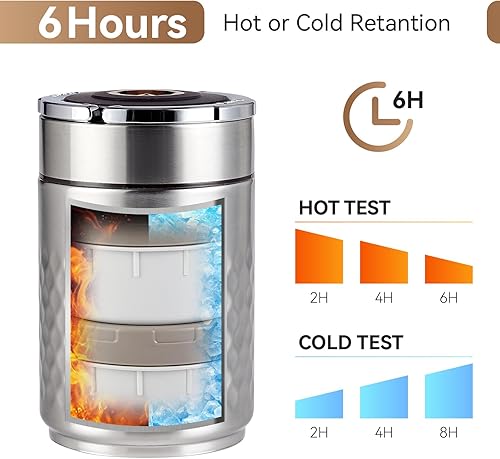 Miniatura 2 de Recipientes de acero inoxidable de 67 onzas con aislamiento al vacío de boca ancha para sopa y comida caliente, contenedor de comida caliente con