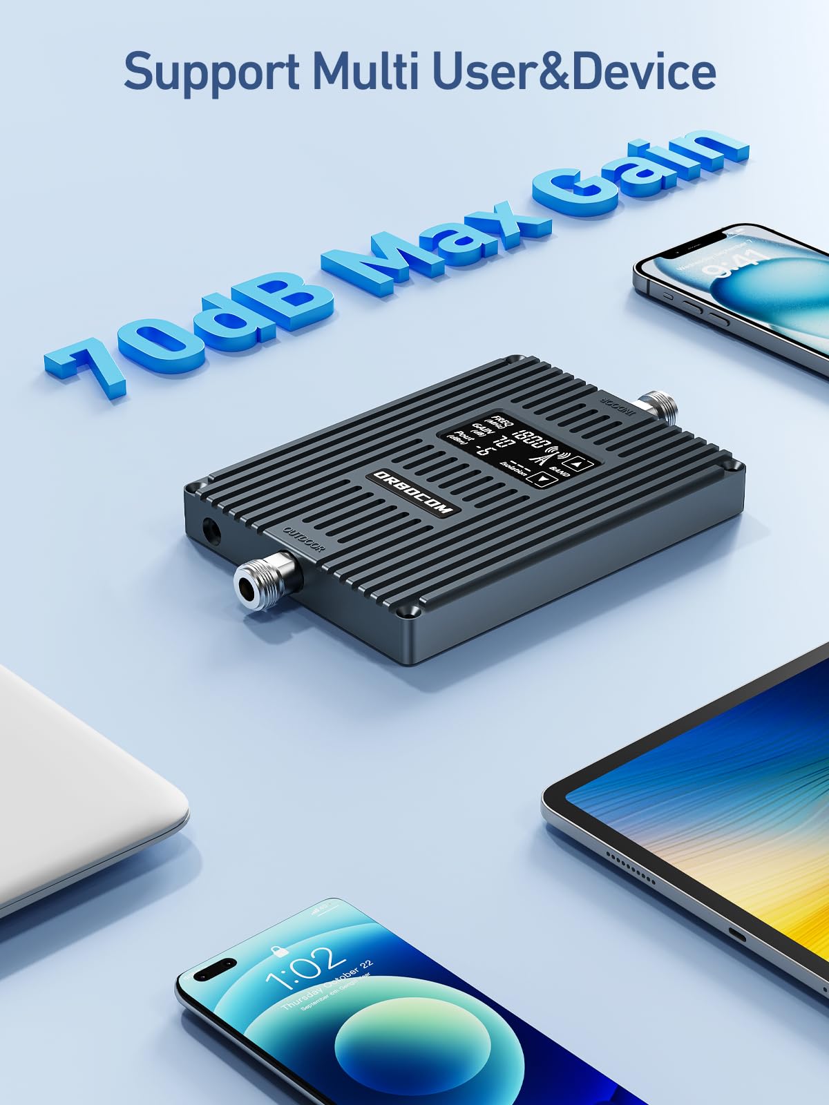 Amplificatore Segnale Cellulari Supporta le Bande 1/3/7/8/20 Ripetitore Segnale Cellulare 5G 4G 3G LTE GSM Per Tutti Gli Operatori Come TIM Tre - Display LCD Ad Alta Definizione