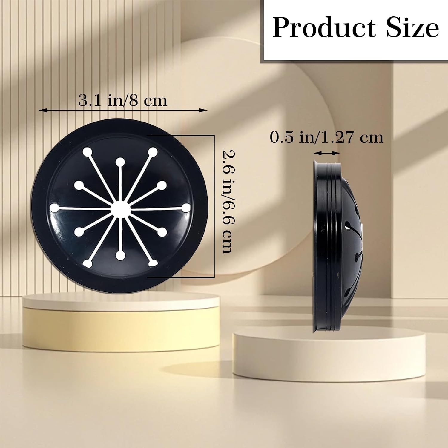 Incauca 2 Pack Garbage Disposal Splash Guard Rubber Insert, 3.1 Inch Kitchen Sink Drain Guard Baffle Replacement Cover, Quiet Food Waste Disposer Parts Accessories Drain Plugs