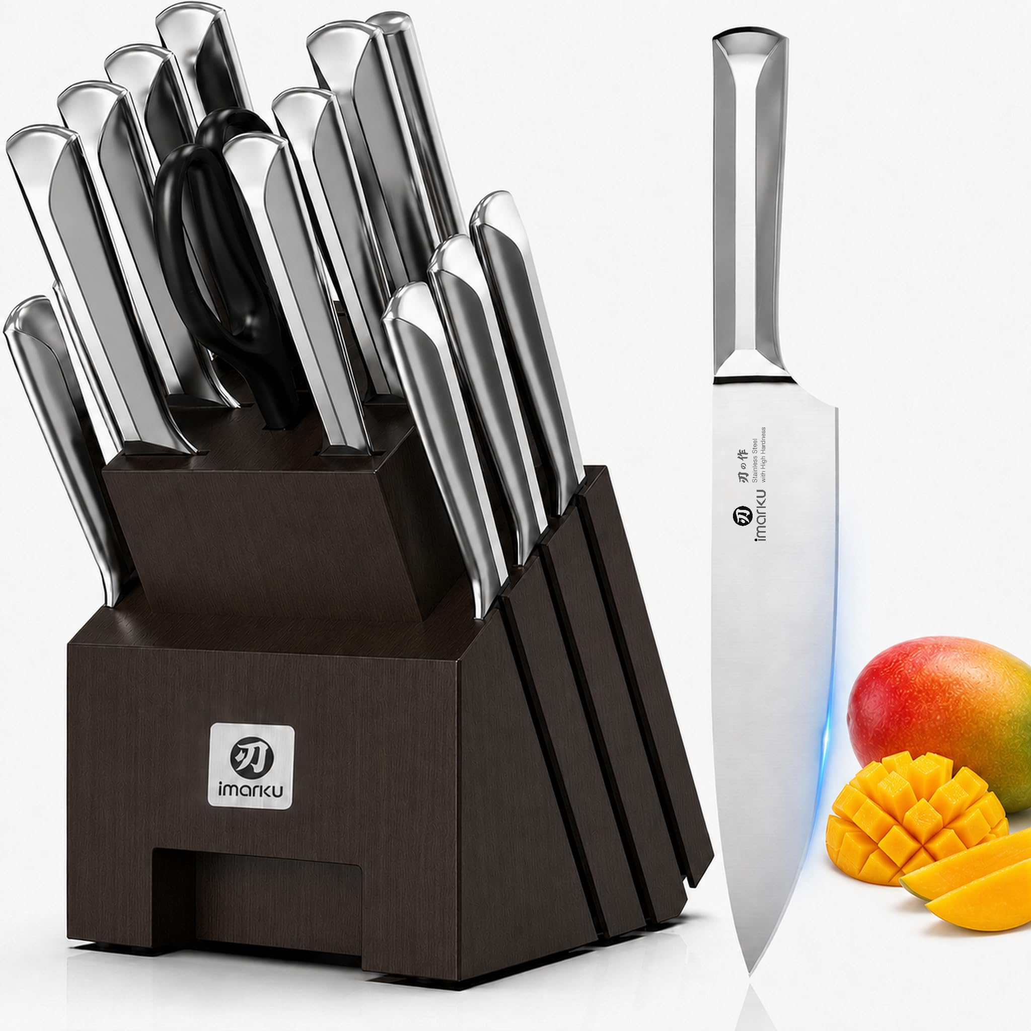 imarku 16PCS High Carbon Stainless Steel Knife Set, Sharp &amp; Durable