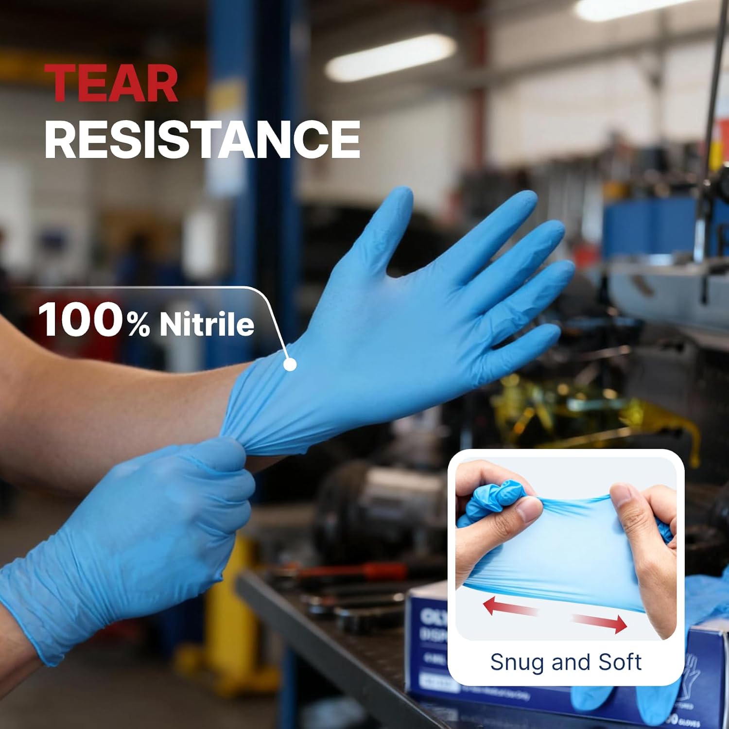NORTHSKY Disposable Nitrile Gloves, 4 mil, Grain, Blue