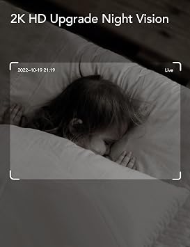 nooie Baby Monitor WiFi Smartphone, Baby Monitor with Camera and Audio 2.4GHz, Motion and Sound Detection, 2K HD Night Vision, Two-Way Audio, SD or Cloud Storage, Compatible with Alexa and Google