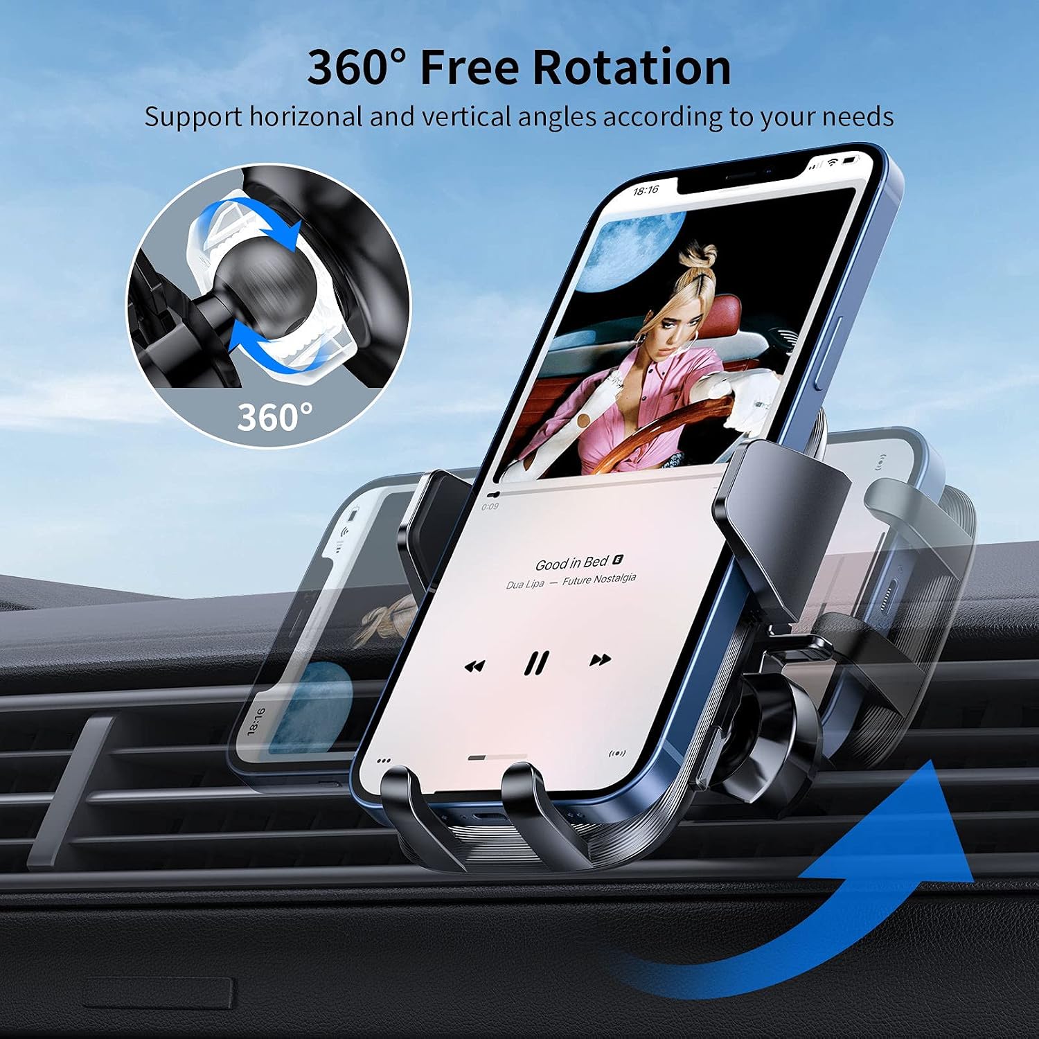 UNBREAKcable Vent Phone Mount for Car, [2022 Upgraded Ultra Stable] Car Phone Holder Mount [Easy Clamp] Fit for iPhone 13 12 11 Pro Max XS X XR, Samsung Galaxy S20+Ultra S10 Note 10 Plus