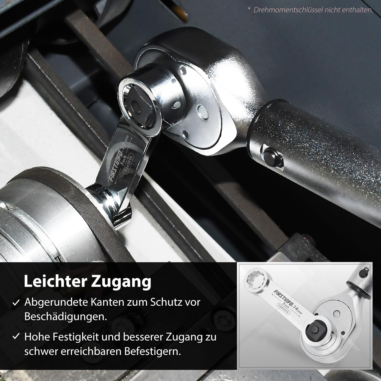 FIRSTINFO F3454 Drehmoment-Adapter-Set 1/2 Zoll Antrieb 12-Kant Stecknüsse 14–27 mm metrisch 10-teilig CR-V Stahl mit Aufbewahrungskoffer