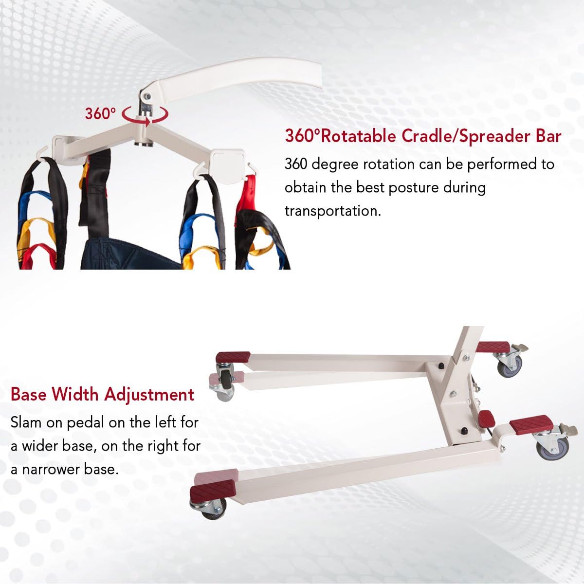 Patient Lift Electric Unfoldable Hydraulic Body Transfer for Home Use Seniors Easy-Assembly, Battery-Powered, 400lb Weight Capacity with Medium U-Sling, White, 1 Count (Pack of 1)