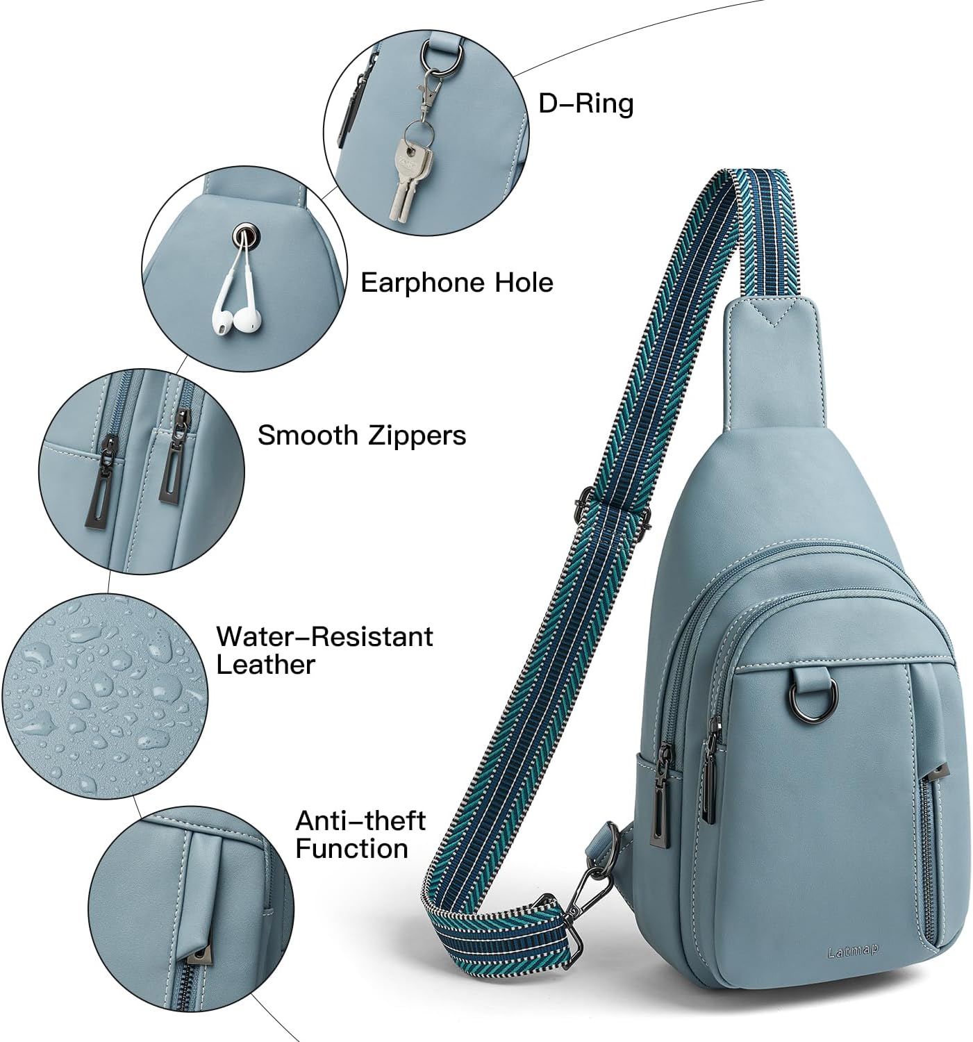 7L Sling Bag for Women Men Leather Small Sling Backpack Daypack Anti Theft Fanny Pack Crossbody Purse Travel - Image 6