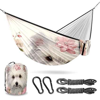 Vigetue Camping Hammock Double & Single Portable Hammocks with 2 Tree Straps, Great for Hiking,Backpacking,Hunting,Outdoor,Beach,Camping, Dog (43)