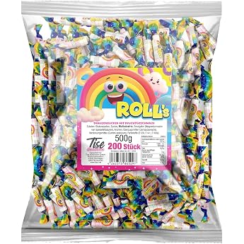 Tise S sswaren Rolls Grape Sugar Rolls Throwing Material for Carnival and Fancy Dress 500 g 200 Pieces