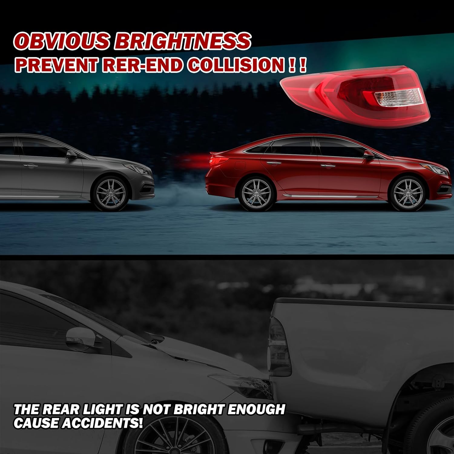 Tail Light Comaptible with Hyundai Sonata 2015 2016 2017 Replaces 92401C2000 HY2804129 (Left Driver Side) Not fit for sports version