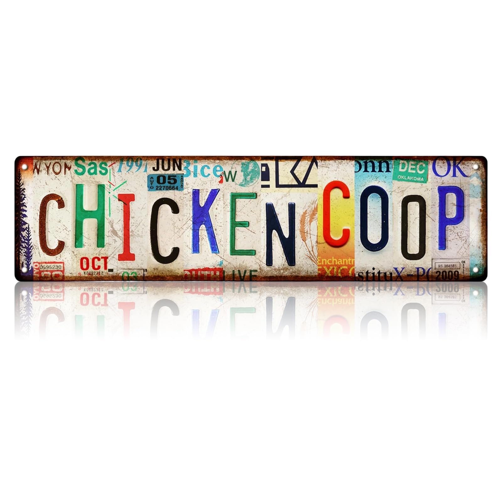 Vintage Chicken Coop Metal Signs, Colorful Farmhouse Tin Sign, Rustic Garden Signs Decor, Funny Chicken Coop Accessories for Farmhouse and Kitchen Wall Decor, 40x10cm/16x4in