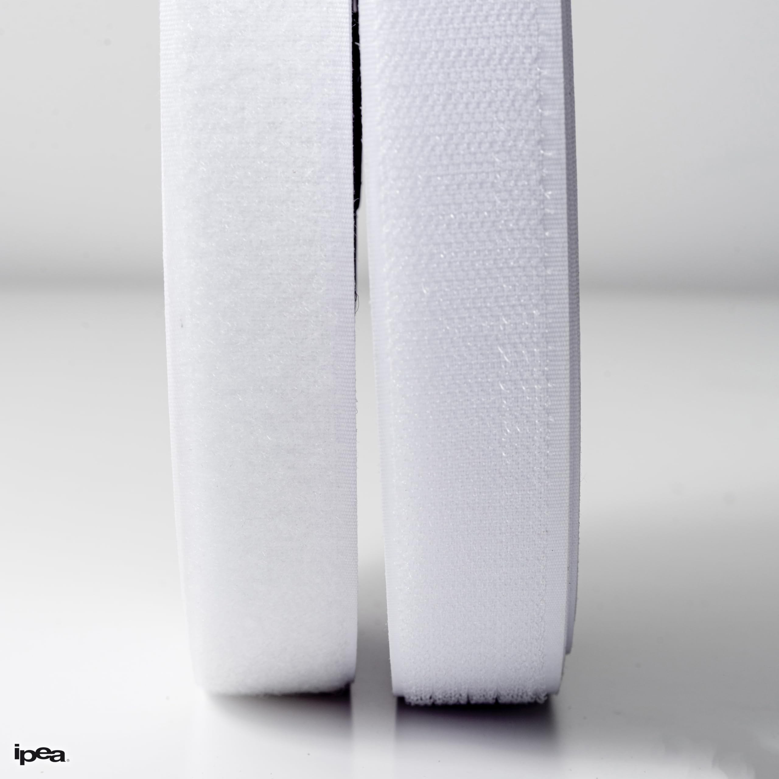 IPEA Cinta de velcro para coser, 20 mm, color blanco, 25 metros de longitud, fabricada en Italia, no adhesiva, velcro de costura para decoración, ropa, gancho y anillo