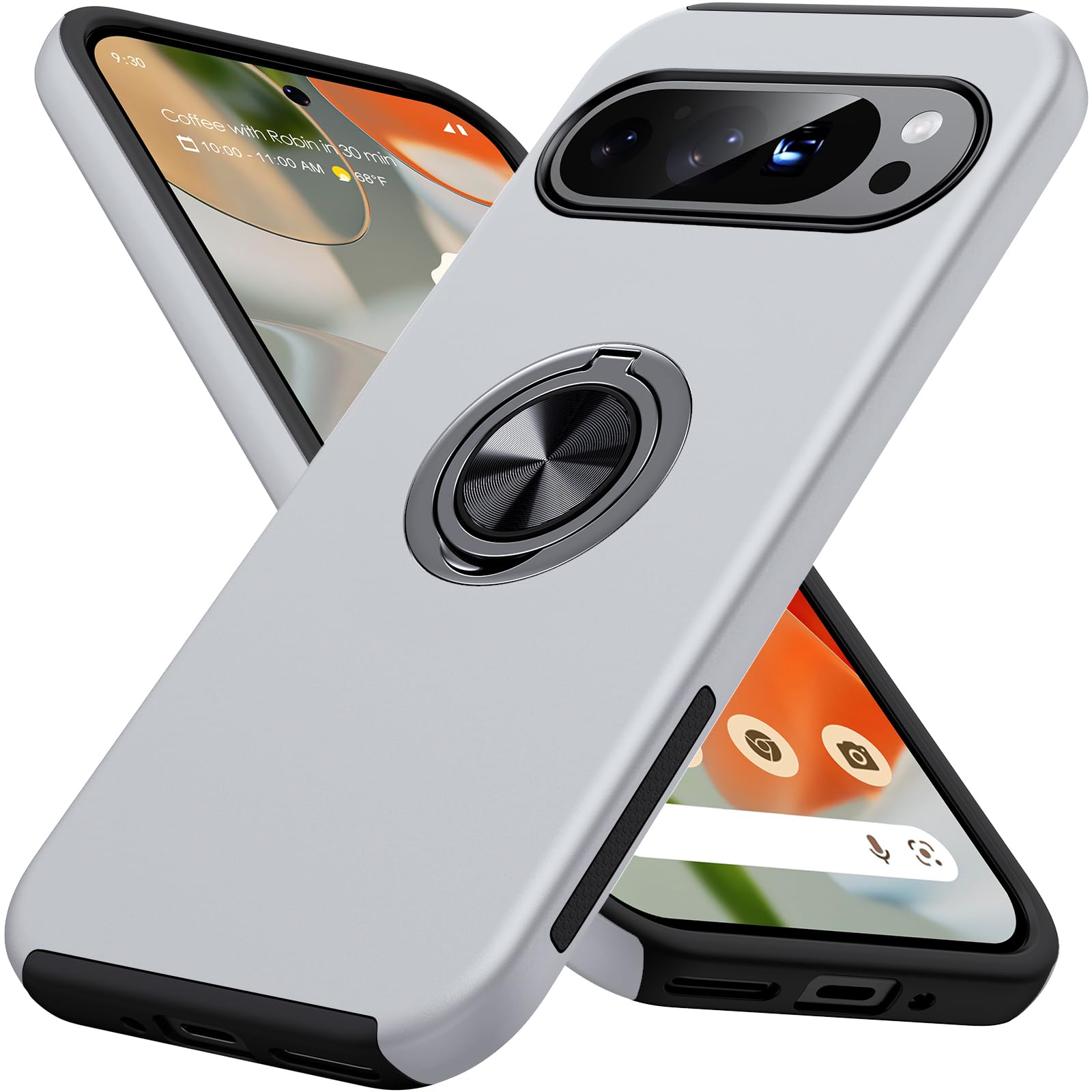 AOUIA for Google Pixel 9 Case, Case for Google Pixel 9 / Pixel 9 Pro with 360° Rotating Ring Support Magnetic Car Mount