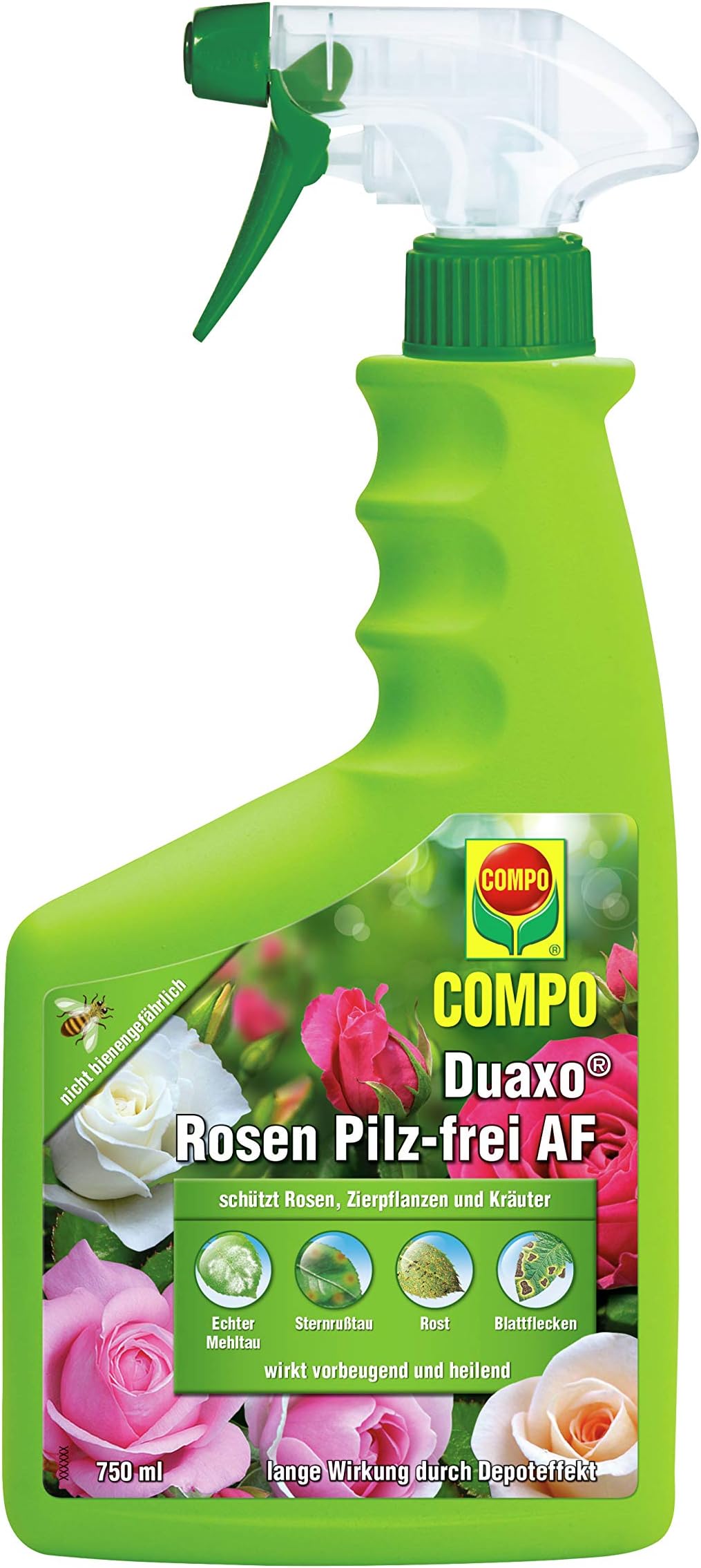 Compo Duaxo® Rose Mushroom, Ready-to-Use Spray Set Fungizit, Protects Against Stains, Stoptt The Spread and Sternrußtau Real Mildew Rust Leaf Infestations, 750 ml