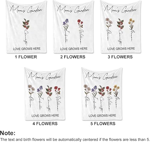 Miniatura 4 de Envío al día siguiente, mantas personalizadas para el Día de la Madre para mamá, abuela, mantas personalizadas hechas a mano con flores del mes de