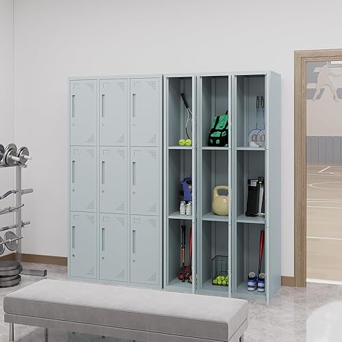 Vista 275 de Taquillas de metal para empleados, armario de almacenamiento de acero con 5 puertas para el hogar, oficina, escuela, gimnasio (blanco)
