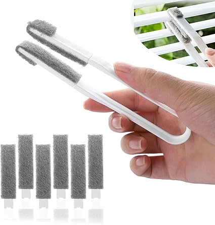 HASTHIP Window Blinds Cleaning Brush with 6 Replacement Cleaner Heads, Gap Brush for Cleaning Gap Master Brush Mini Gap Cleaning Brush for Gap, Seam, Car Air Vents, Car Window Gap, Roller Blinds