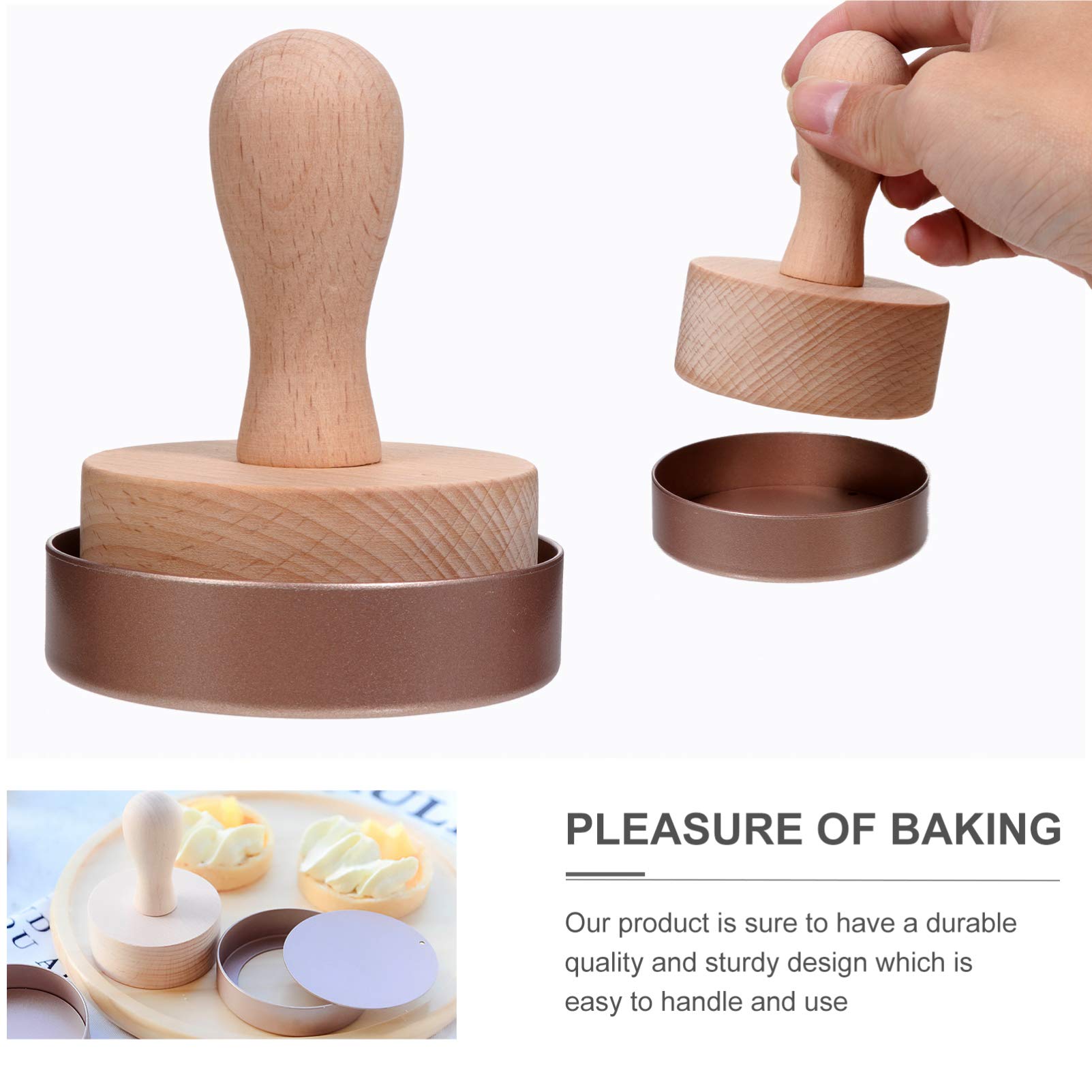DOITOOL Wooden Tart Tamper Set, Pie Pastry Dough Tamper, Egg Tart Pan Mold DIY Cake Pastry Baking Tool for Mini Egg Tart, Cheesecakes, Pasta and Dessert Baking