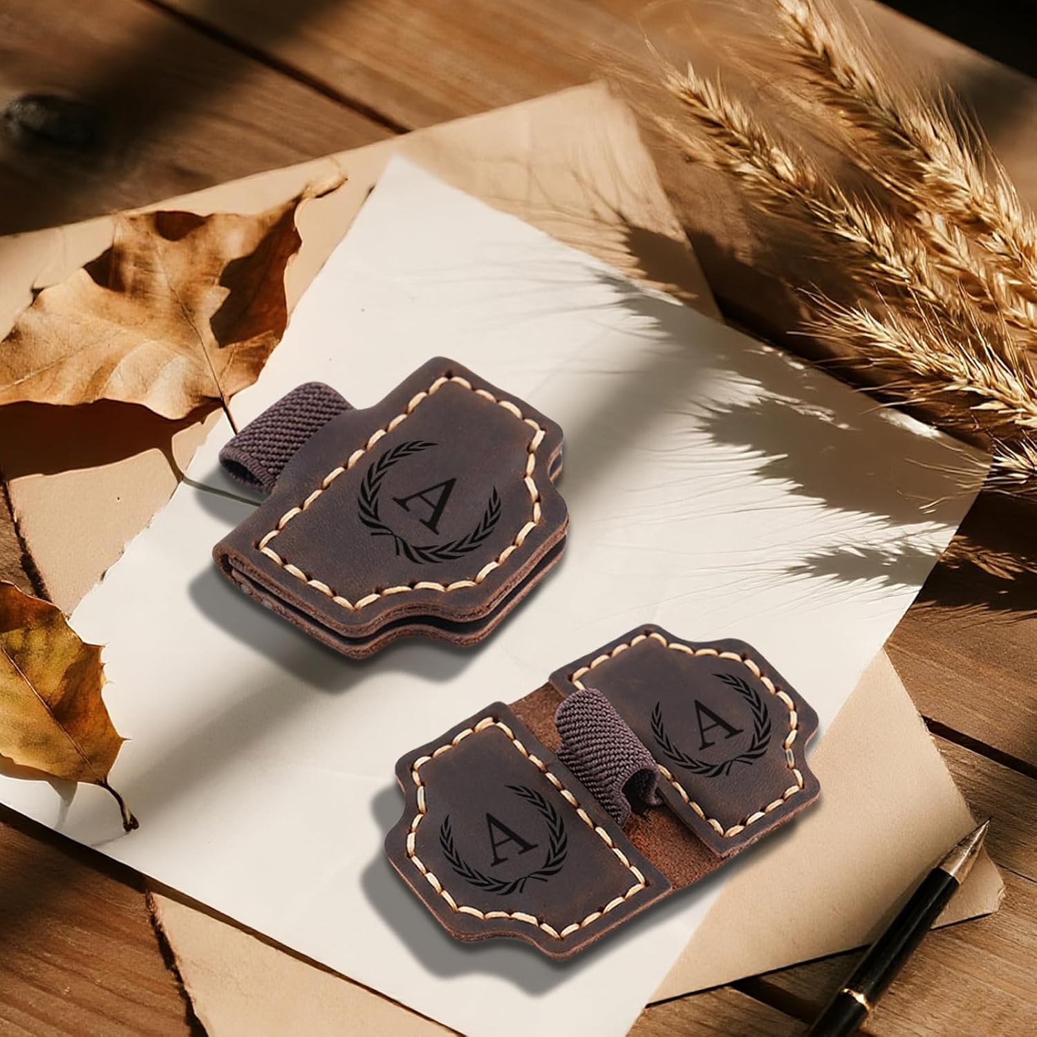 Artlaza Personalized Magnetic Leather Bookmark with Pen Holder - 26 Letters Custom Book Mark with Name Initial Engraved Book Marker for Readers, Book Lovers, Travelers - Gift for Women & Men(Blue，A - Image 4