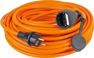 as - Schwabe alargador de Cables 5 m H07BQ-F 3G2,5 - Cable de extensión 230 V / 16 A / 3.500 W - con Tapa de protección - Resistente al Polvo y a Las Salpicaduras IP44 - Naranja, 59205