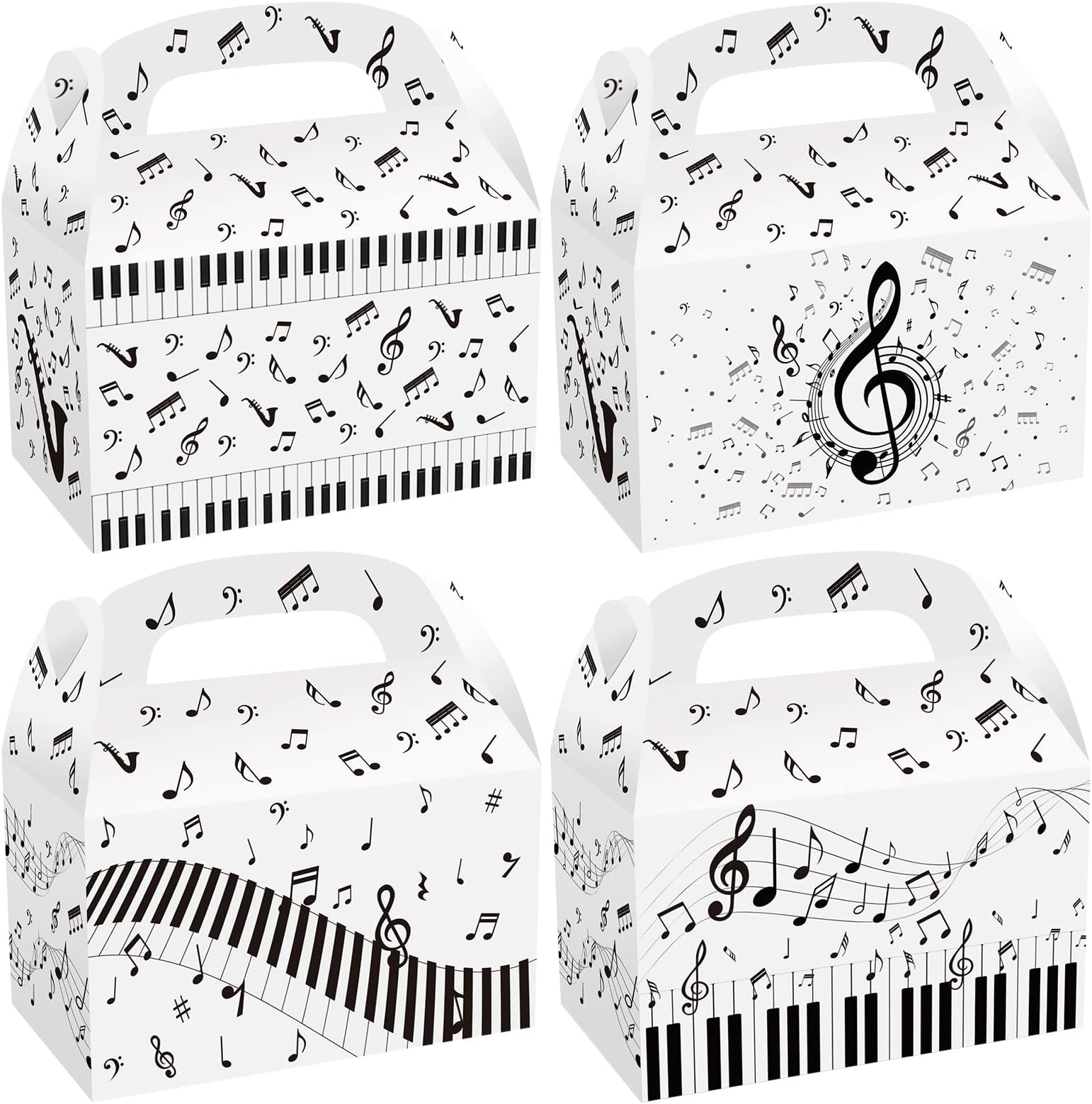 CIEOVO 24 Pack Music Party Goodie Gift Boxes, Musical Note Paper Gift Treat Boxes Bags for Social Media Music Theme Birthday Wedding Baby Shower Celebration Party Supplies Decoration