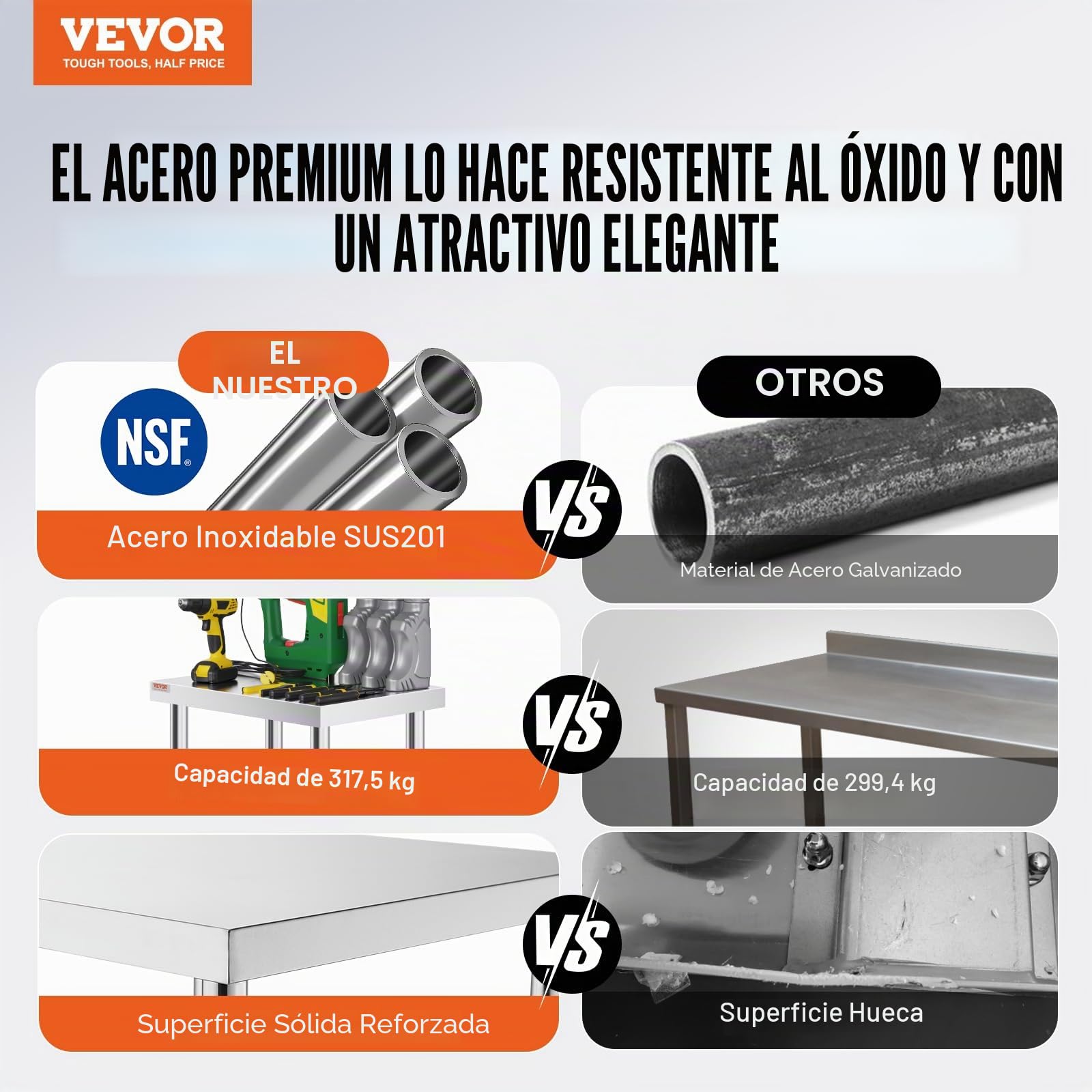 VEVOR Mesa de trabajo de catering de acero inoxidable de 30 x 24 pulgadas, mesa de trabajo comercial con 4 ruedas, banco de trabajo comercial de preparación de alimentos con estante de ajuste flexible