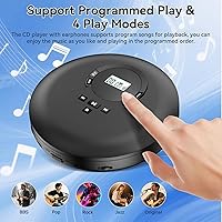 Vista 5 de Gueray CD Player Portable CD Discman Portable CD Player for Car with Anti-Skip Shockproof Personal CD Player with Headphones LCD Display Support