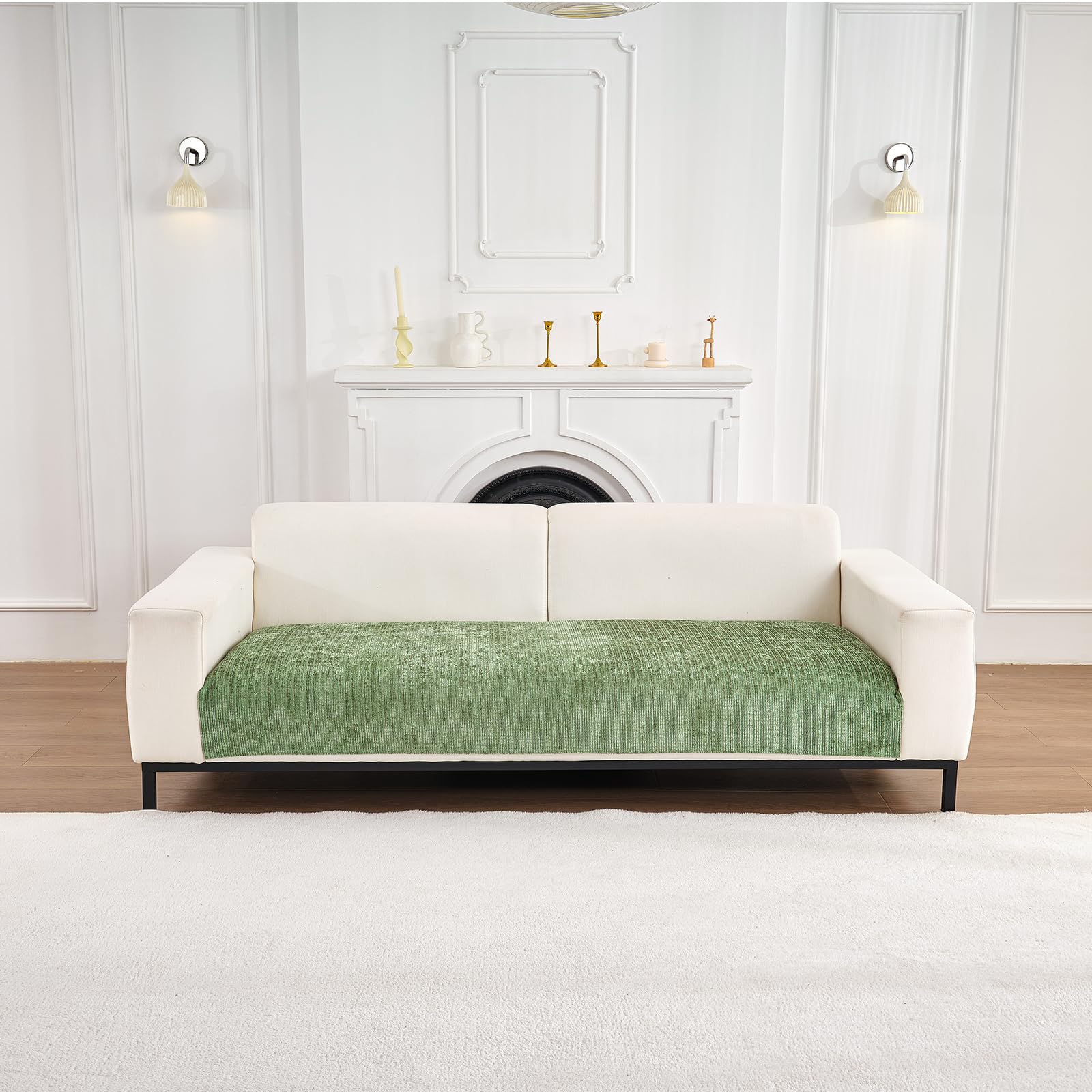 Topchances Soft Chenille Sofa Cover - New Non-Slip Sofa Covers 1 2 3 Seater, Couch Covers for Sectional Sofa, Universal Couch Cover, Sofa Cover L Shape Furniture Protector for Living Room (Green)