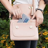 Vista 27 de Sodsay Estuche para tarjetas, cartera delgada con bolsillo frontal, para mujer, sujetatarjetas con llavero negro