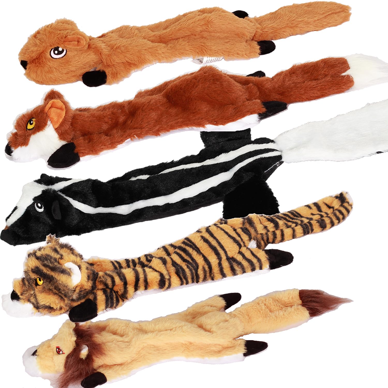 Aipper Dog Squeak Toys 5 Pack,No Stuffing Plush Dogs Chew Toys for Small Medium Large Breed Chewer Squeaky Toys Durable Puppy Teething Toys Stuffless Puppy Toys for Boredom