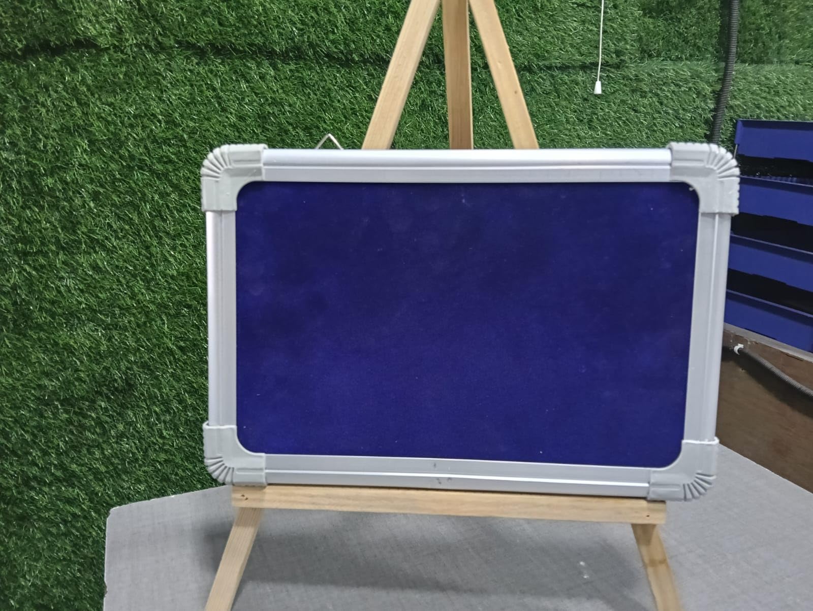 Notice Board 30x20 cm, Small Wall Pin Board, Blue Fabric Bulletin Memo Board with White Frame for Office, Home, Study (Blue)-image-23