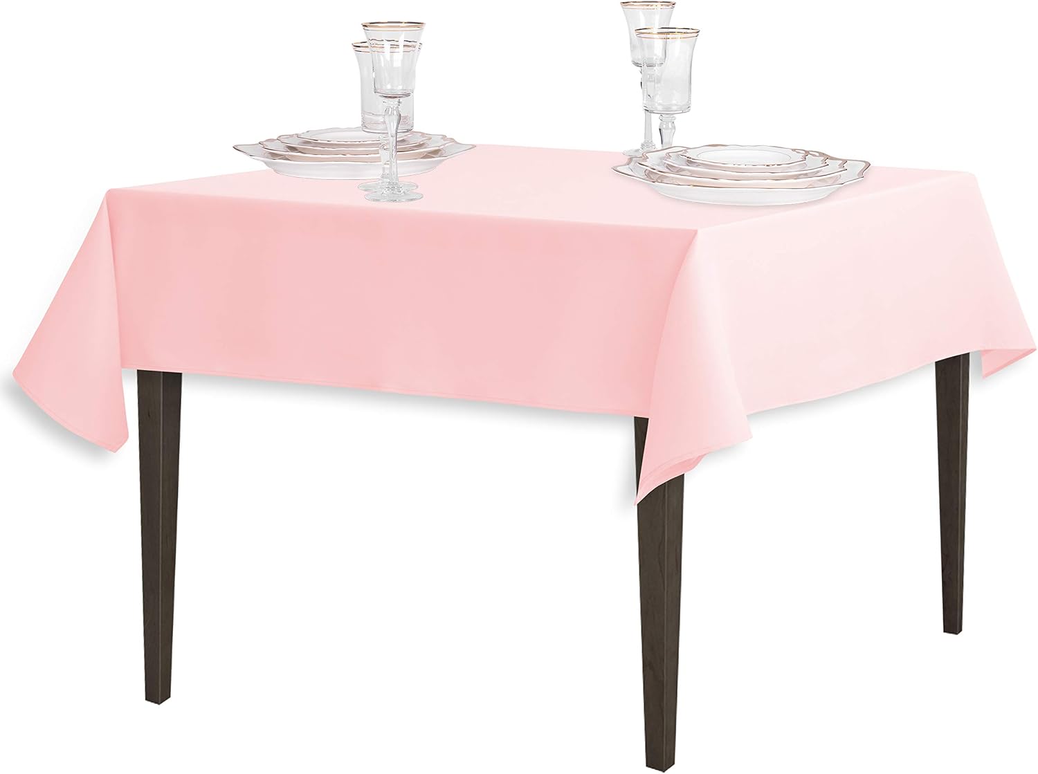 LinenTablecloth 54-Inch Square Polyester Tablecloth Pink