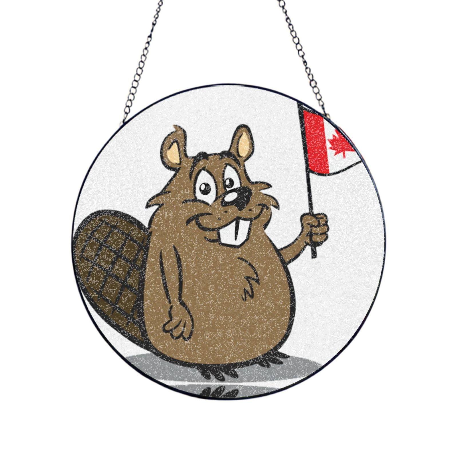 Phayah Beaver Print Glass Window Hanging Sun Catchers Suncatcher Decor For Birthday For Home Garden Porch 4in（10cm）