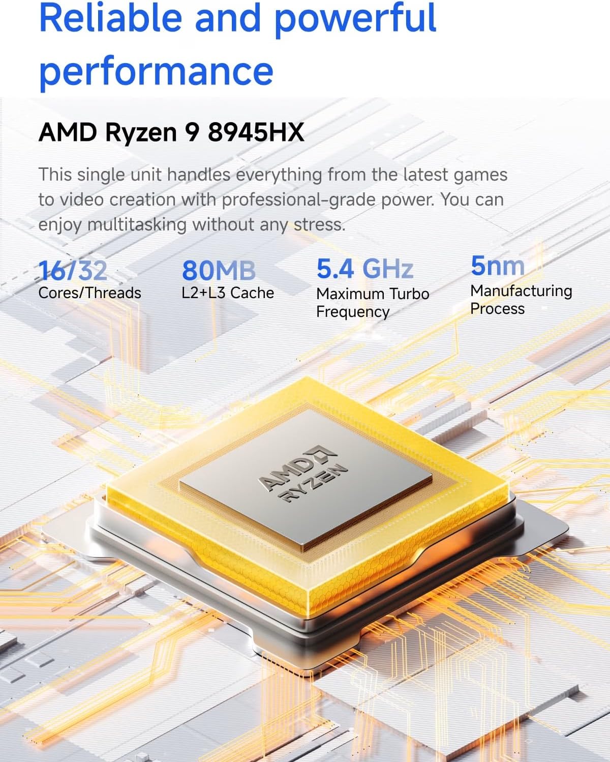 MINISFORUM Mini PC G1 Pro, AMD Ryzen 9 8945HX 16C/32T hasta 5,4 GHz, RTX 5060 Graphics Mini Gaming PC, 32GB de DDR5 y SSD de 1TB, Cuatro Salidas de vídeo HDMI x 2/DP x 3, 5G RJ45 LAN, Wi-Fi7, BT5.4