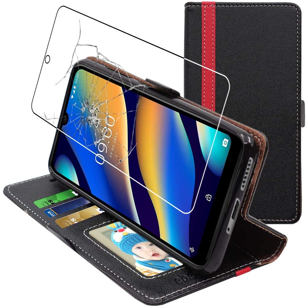 EbestStar Cover Libro Portafoglio Per Oppo A76 (2022) – Pelle PU Con Porta Carte, Nero/Rosso + Vetro Temperato 9H Incluso - 4