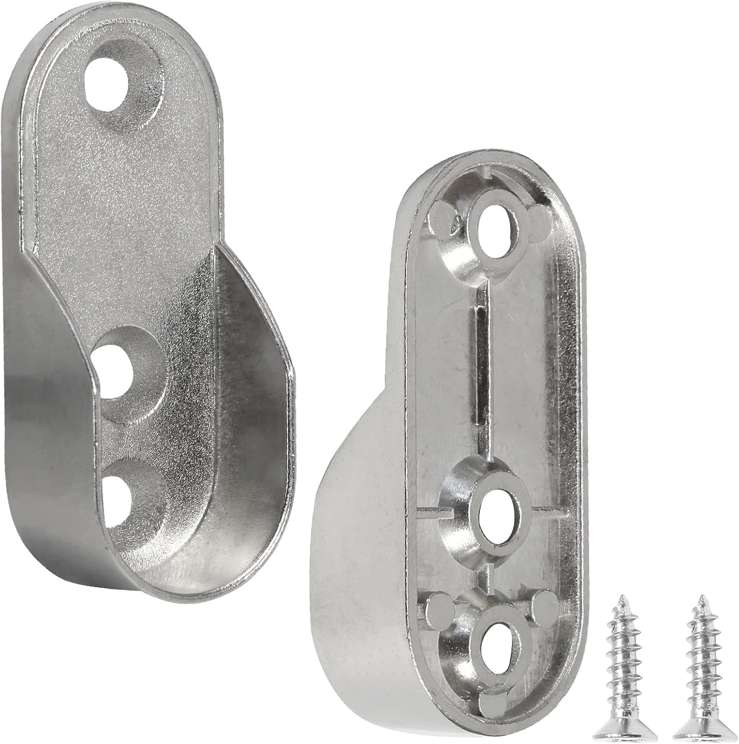 12 Pcs Oval Closet Rod Support Zinc Alloy 3 Hole with Screws
