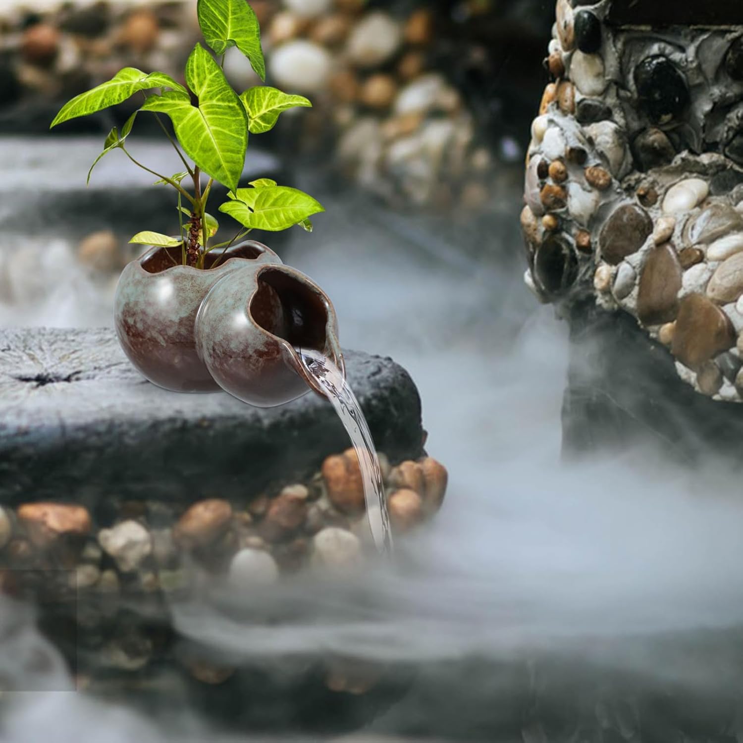 Ceramic Waterfall Fountain Spitter Decorative Spout for Aquariums Garden Fountains and Fish Ponds Versatile Water Feature Accessory Design for Hydroponic Plants