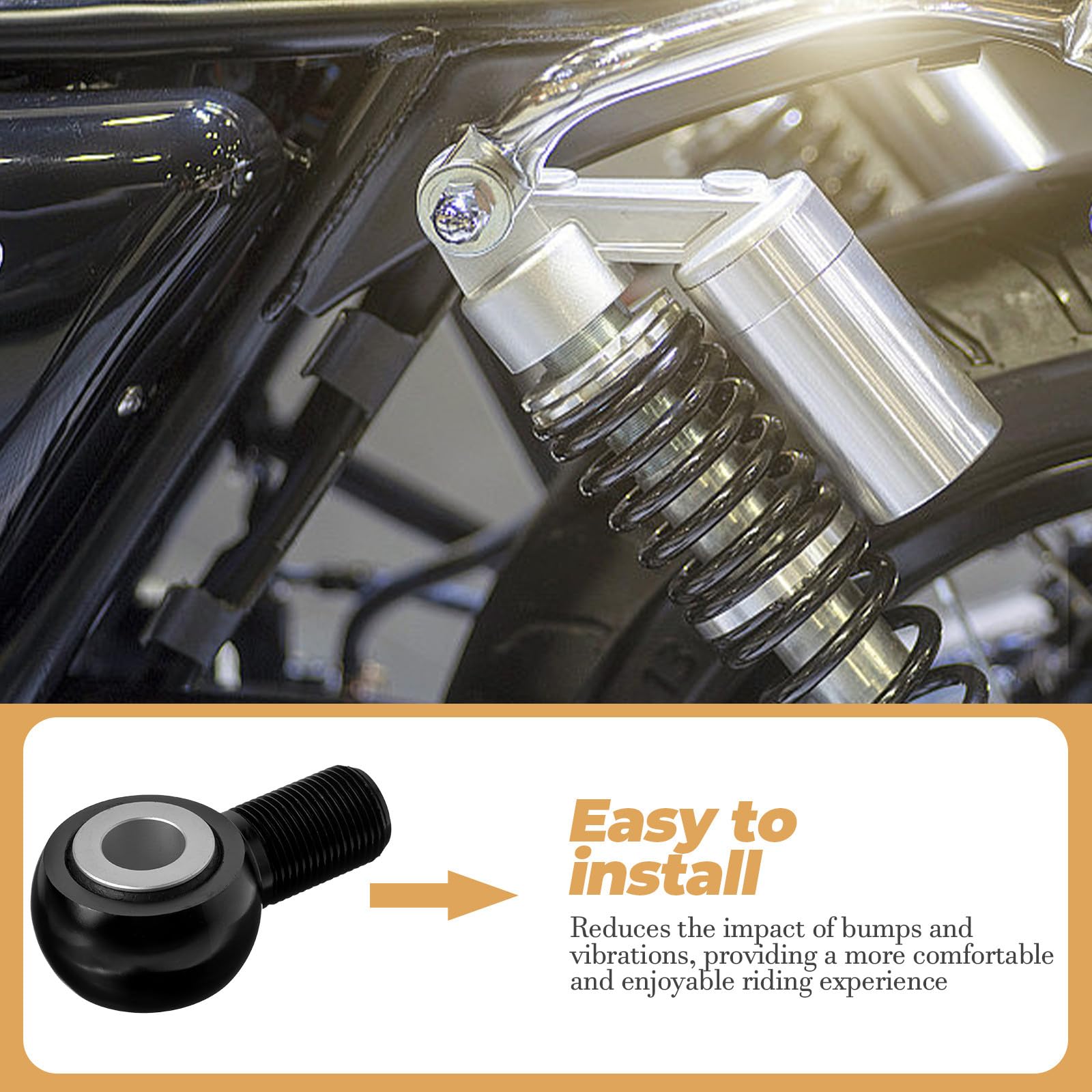 Baluue Adaptador de Amortiguador Trasero para Motocicleta en Hierro Negro Extremo Redondo, Resistente y Práctico para Mejorar la Absorción de Impactos en Motos