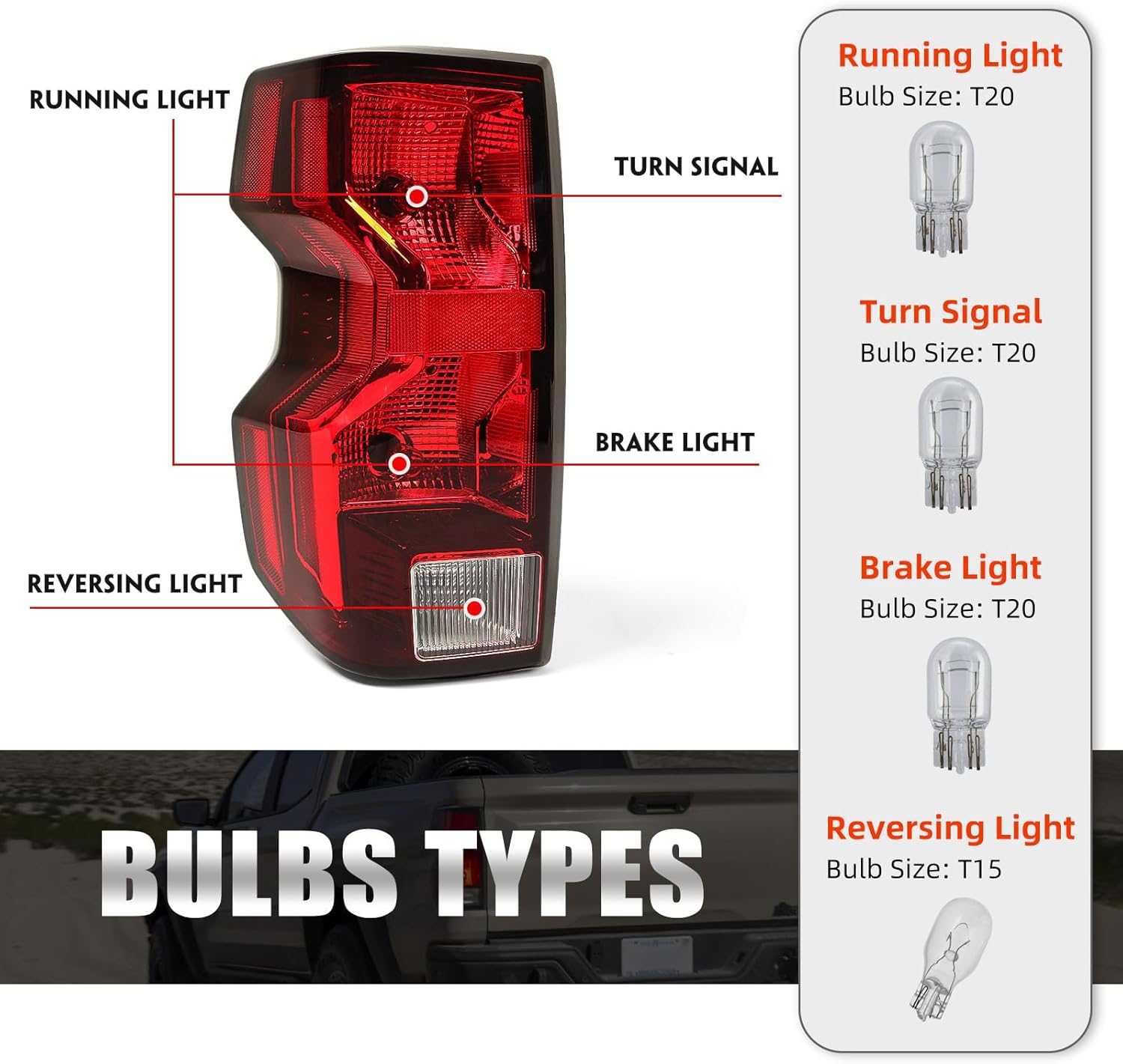Huray Tail Light for Chevy Colorado 2023-2025 Rear Lamp Replacement 85651743 GM2801325 (Driver Side (Left))