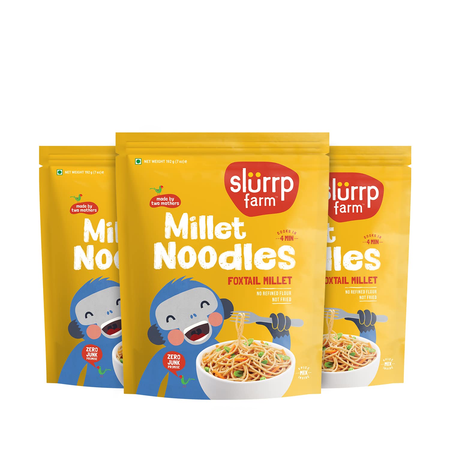 Slurrp Farm No Maida Millet Noodles| Foxtail Millet Noodles Pack of 3-192g Each & Slurrp Farm No Maida Macaroni Pasta | Gluten Free & Multigrain| 400g - Image 3 thumbnail